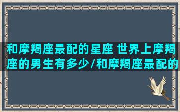 和摩羯座最配的星座 世界上摩羯座的男生有多少/和摩羯座最配的星座 世界上摩羯座的男生有多少-我的网站